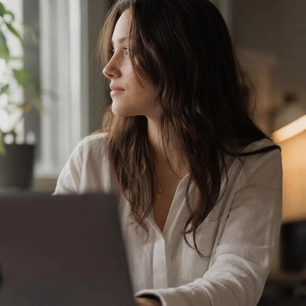 UX/UI designer at a desk reviewing wireframes and a high-fidelity screen
